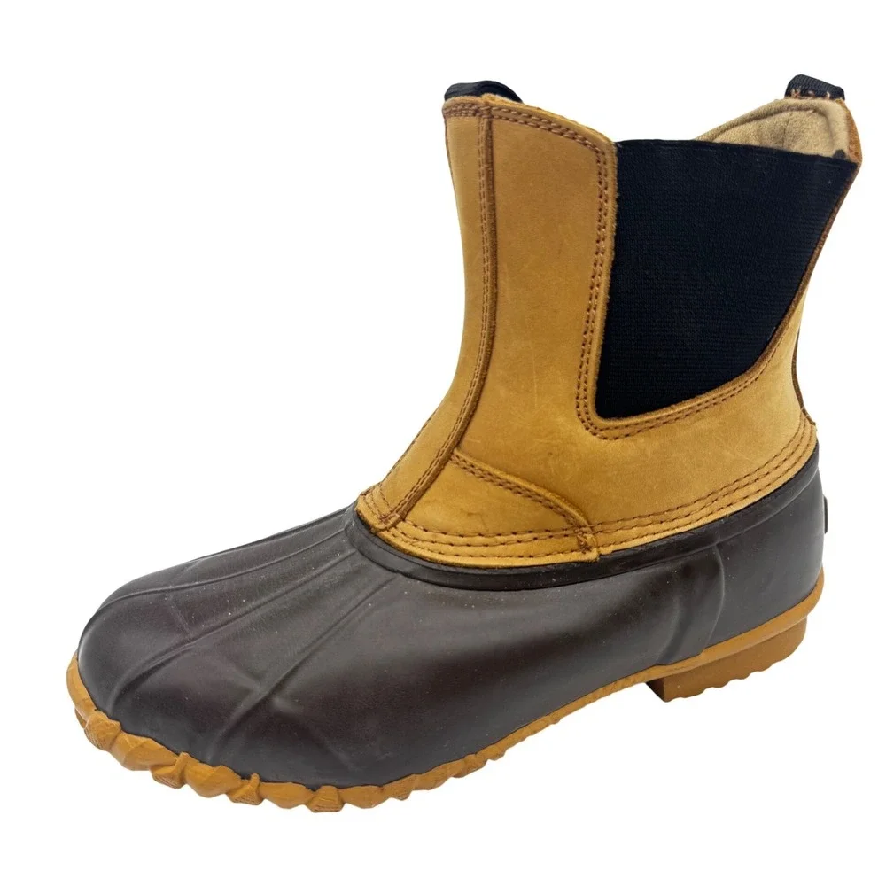 Cabela's Thinsulate Duck Boots Mens 8D Brown Leather Rubber Steel Shank 8936089